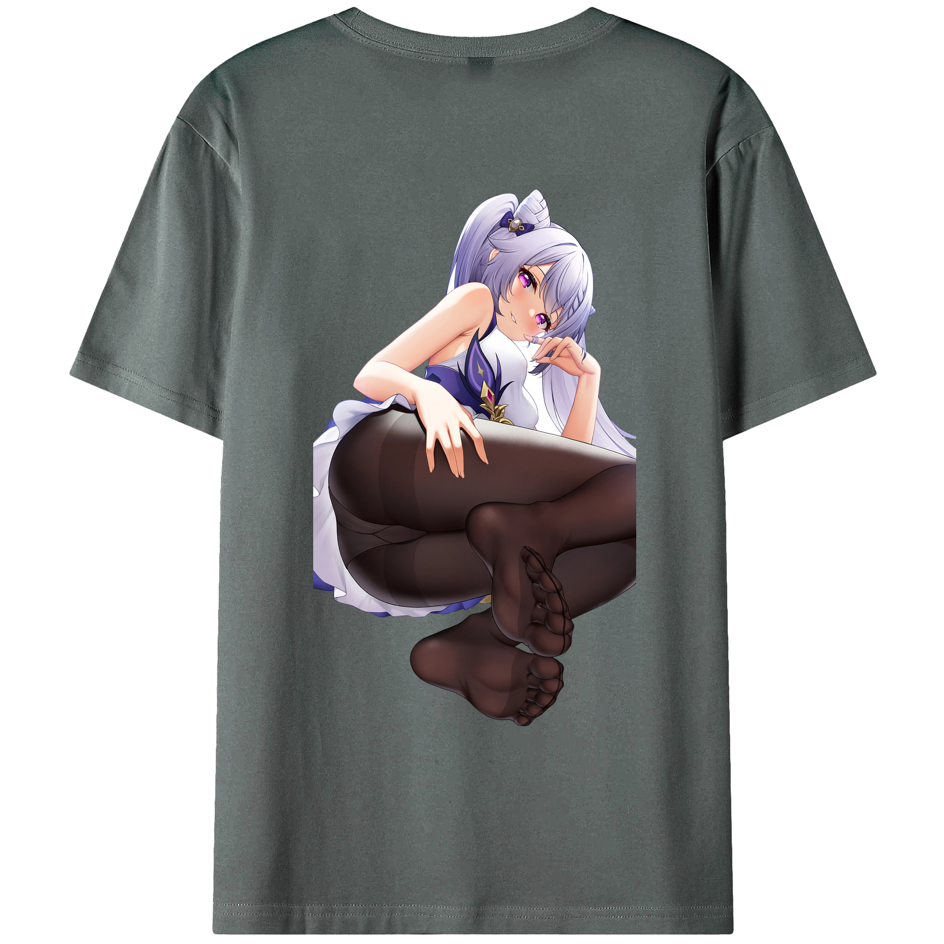 げんし神 刻晴 こくせい genshin Kokusei 綿100％ メンズ半袖Tシャツ（バックプリント） 通気性